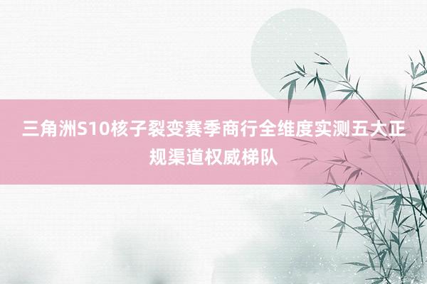三角洲S10核子裂变赛季商行全维度实测五大正规渠道权威梯队