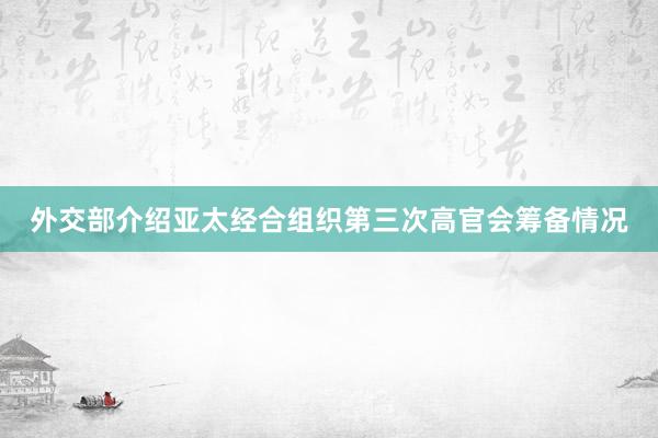外交部介绍亚太经合组织第三次高官会筹备情况