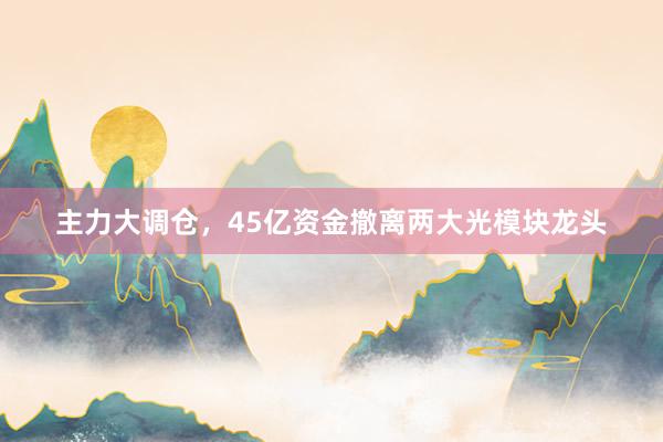 主力大调仓，45亿资金撤离两大光模块龙头