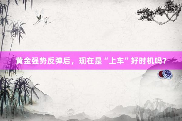 黄金强势反弹后，现在是“上车”好时机吗？