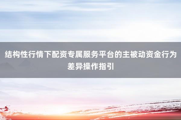 结构性行情下配资专属服务平台的主被动资金行为差异操作指引