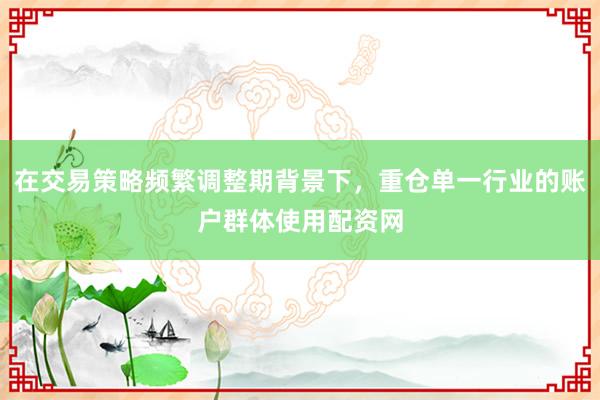 在交易策略频繁调整期背景下，重仓单一行业的账户群体使用配资网