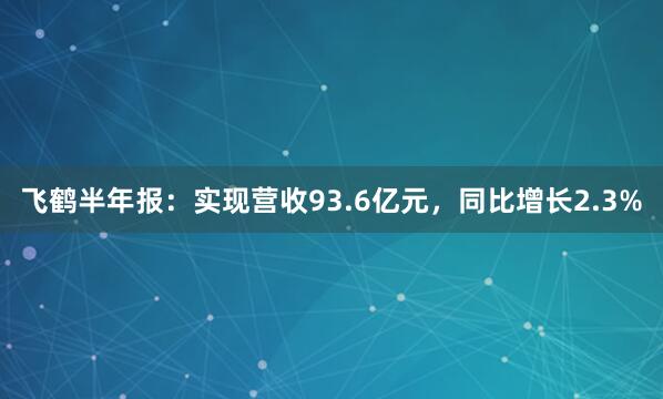 飞鹤半年报：实现营收93.6亿元，同比增长2.3%