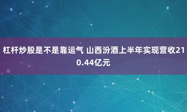 杠杆炒股是不是靠运气 山西汾酒上半年实现营收210.44亿元