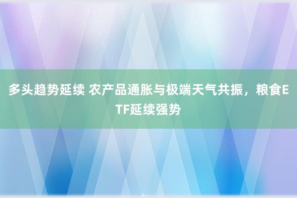 多头趋势延续 农产品通胀与极端天气共振,粮食ETF延续强势