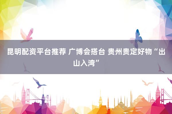 昆明配资平台推荐 广博会搭台 贵州贵定好物“出山入湾”