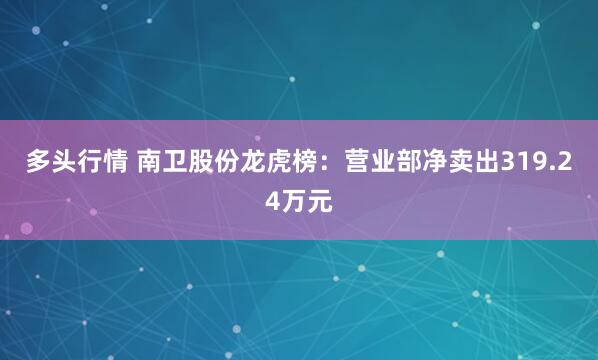 多头行情 南卫股份龙虎榜：营业部净卖出319.24万元