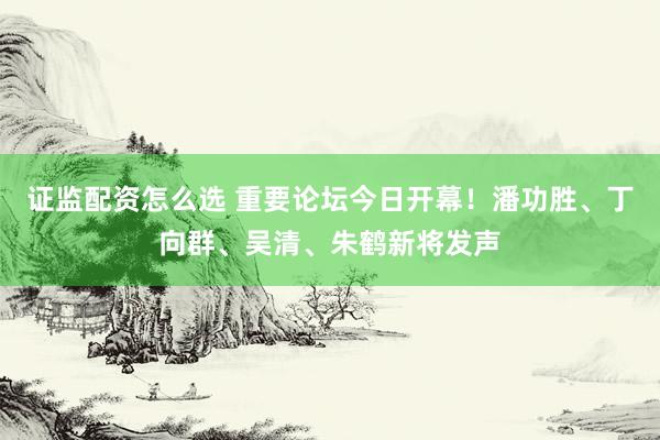 证监配资怎么选 重要论坛今日开幕！潘功胜、丁向群、吴清、朱鹤新将发声