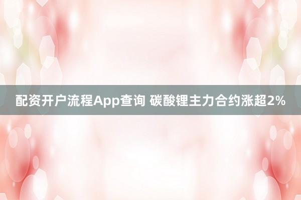 配资开户流程App查询 碳酸锂主力合约涨超2%