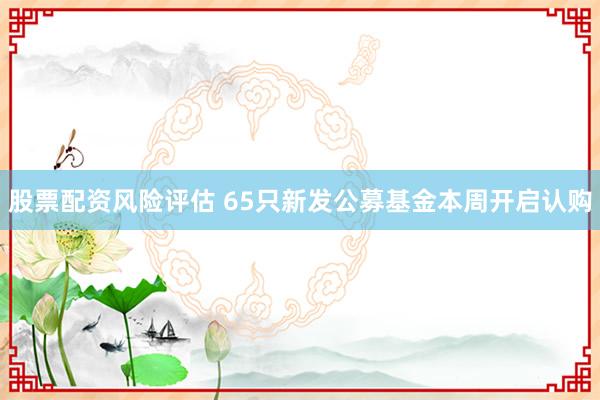 股票配资风险评估 65只新发公募基金本周开启认购
